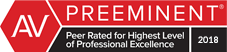 AV Preeminent Peer Rated For Highest Level of Professional Excellence 2018
